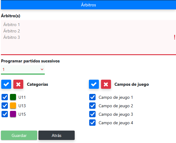 Preferencias y restricciones del árbitro