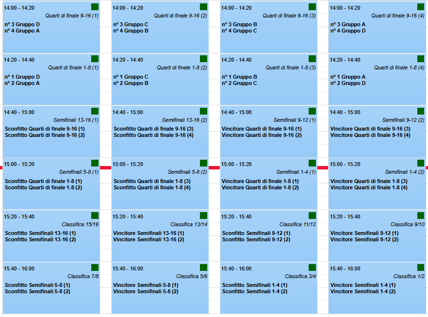Calendario torneo con 8 squadre