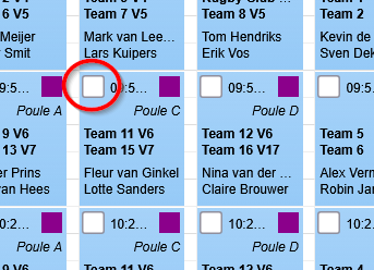 Checkboxen voor wedstrijdbriefjes bij nog niet gespeelde wedstrijden